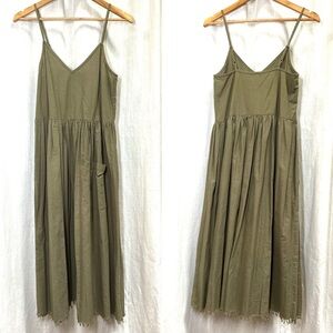 ASOS drop waist v neck cotton dress in green size 4